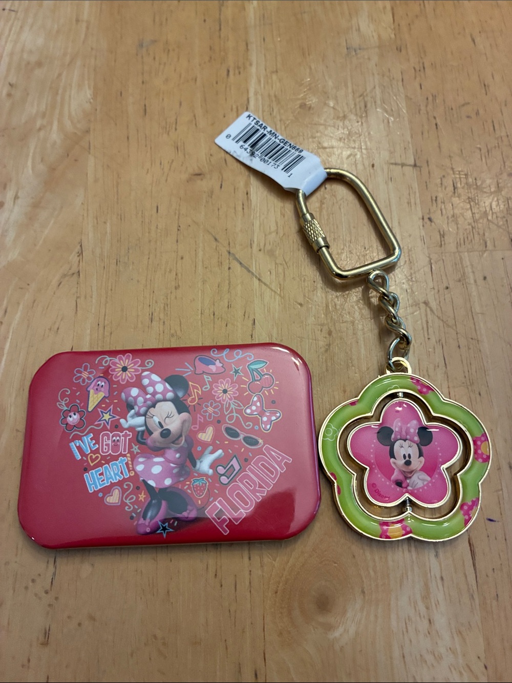 Disney Minnie Mouse bagcharm Keychain and magnet Set NWT